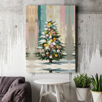 Whimsical Painted Holiday Canvas, Pastel Christmas Tree Canvas, Colorful Xmas Tree Canvas, Festive Seasonal Home Decor, Winter Holiday Present