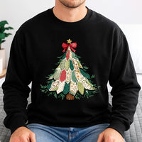Vintage Quilt Style Xmas Sweatshirt, Patchwork Christmas Tree Sweatshirt, Farmhouse Holiday Crewneck, Comfy Winter Tree Graphic Sweater