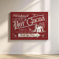 Farmhouse Christmas Canvas Print, Hot Cocoa Canvas Sign, Festive Cocoa Kitchen Wall Art, Hot Cocoa Canvas Decor, Winter Holiday Wall Decor