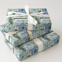 Blue Door Holiday Gift Wrap, Chinoiserie Dog Christmas Wrapping Paper, Watercolor Dog Wrapping Paper, Festive Puppy Holiday Gift Wrap