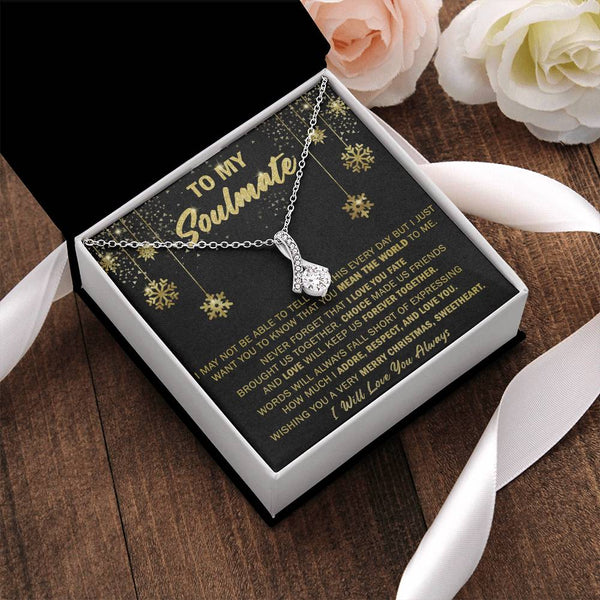 CZ Ribbon Pendant, Wife Soulmate Alluring Beauty Necklace, 14k White Gold Over Stainless Steel, Romantic Christmas Holiday Pr