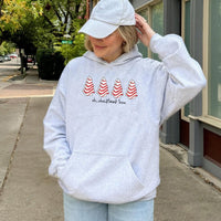 Candy Cane Pine Tree Graphic Hoodie, Oh Christmas Tree Hoodie, Adorable Festive Holiday Hoodie, Winter Xmas Sweatshirt, Holiday Present for Women