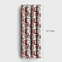 Watercolor Winter Owl Gift Wrap, Christmas Owl Wrapping Paper, Santa Hat Woodland Owl Wrapping Paper, Festive Holiday Bird Gift Wrap Roll