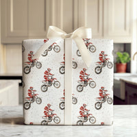 Dirt Bike Christmas Gift Wrap, Motocross Santa Wrapping Paper, Motorcycle Holiday Wrapping Paper, Extreme Sports Santa Gift Wrap Paper