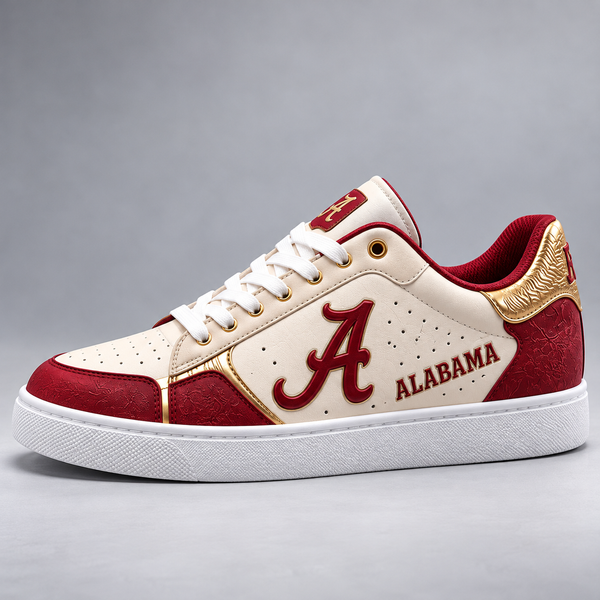 ALA Crimson Script - Cream and Gold Low Top Sneakers - main