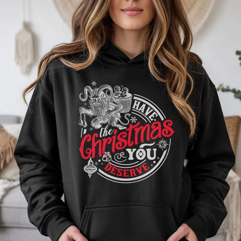 Dark Holiday Horror Hoodie, Krampus Christmas Hoodie, Krampusnacht Pullover Hoodie, Sarcastic Winter Holiday Sweatshirt, Creepy Xmas Present
