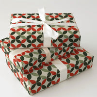 Mid-Century Modern Gift Wrap, Retro Geometric Christmas Wrapping Paper, Vintage Holiday Petal Gift Wrapping Paper, Xmas Gift Wrap Roll