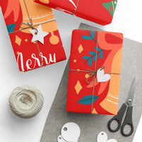 Christmas Tree Gift Wrap, Santa Claus Wrapping Paper, Festive Xmas Holiday Wrapping Paper Roll, Traditional Winter Gift Wrap for Presents