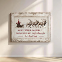 Holiday Quote Illustration Canvas Print, Santa Sleigh Christmas Canvas Wall Art, Vintage Xmas Canvas Decor, Winter Family Home Decor Present