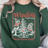 Deck the Halls Crewneck, Raccoon Christmas Sweatshirt, Humorous Trash Panda Sweatshirt, Adorable Animal Xmas Pullover, Holiday Winter Sweatshirt