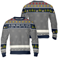 Bond That Cannot Be Broken Holiday Sweatshirt, A Man and His Cats Ugly Christmas Sweater, Cat Dad Ugly Sweater, Pet Owner Pullover Sweater