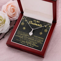 Cubic Zirconia Pendant Jewelry, Soulmate Alluring Beauty Ribbon Necklace, 14k White Gold Over Stainless Steel, Christmas Present for Wife