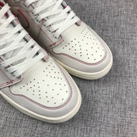 High Top Sneakers, White Red Colorway, Lace Up Design, Casual Gift for Sneaker Fans
