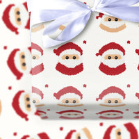 Retro Christmas Gift Wrap, Pixel Art Santa Wrapping Paper, Pixelated Santa Claus Present Paper, Holiday Gift Wrap Roll, Secret Santa Paper