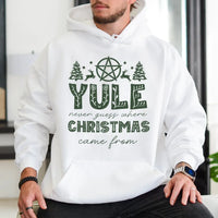 Winter Solstice Graphic Sweatshirt, Yule Pentagram Hoodie, Witchy Pagan Christmas Pullover, Wiccan Holiday Hooded Sweatshirt