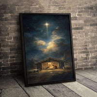 Star of Bethlehem Christmas Wall Art, Nativity Scene Canvas Print, Holy Night Christian Canvas, Religious Holiday Decor Present