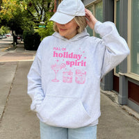 Humorous Cocktail Christmas Sweatshirt, Full of Holiday Spirit Hoodie, Adorable Xmas Drinks Hooded Sweater, Alcohol Humor Pullover, Holiday Present