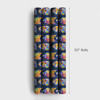 Cathedral Window Watercolor Gift Wrap, Stained Glass Wrapping Paper, Religious Church Pattern Wrapping Paper, Holiday Christmas Present