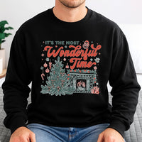 Retro Christmas Tree Sweatshirt, Most Wonderful Time Sweatshirt, Comfy Fireplace Holiday Sweatshirt, Vintage Xmas Tree Crewneck, Holiday Present