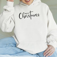 Minimalist Christian Script Hooded Sweatshirt, Merry Christmas Cross Hoodie, Religious Holiday Pullover, Faith Xmas Sweater, Christian Present