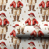 Western Holiday Gift Wrap, Cowboy Santa Claus Christmas Wrapping Paper, Retro Country Wild West Christmas Wrapping Paper, Holiday Gift Wrap