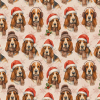 Festive Dog Holiday Wrapping Paper, Basset Hound Christmas Wrapping Paper, Adorable Basset Hound Gift Wrap, Dog Lover Xmas Gift Wrapping Paper