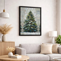 Impasto Textured Oil Painting Decor, Christmas Tree Canvas Wall Art Print, Comfy Winter Holiday Poster, Digital Download Present
