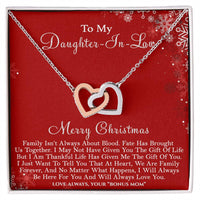 CZ Heart Pendant, Daughter-in-Law Interlocking Hearts Necklace, Surgical Steel Necklace, Bonus Daughter Christmas Birthday Jewelry Present