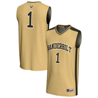 #1 Vanderbilt Commodores Lightweight Collegiate Basketball Fashion Jersey - Gold