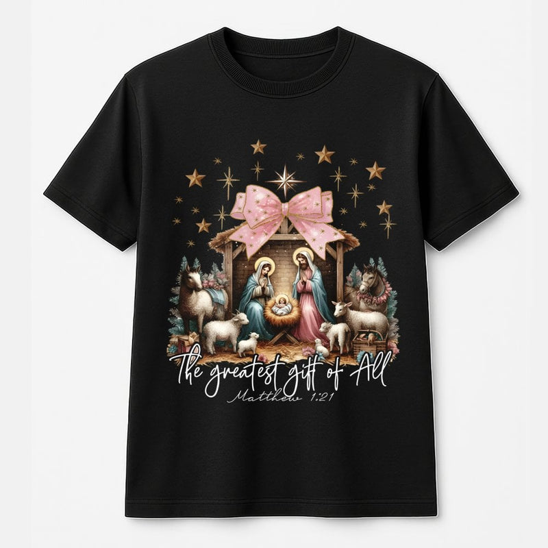 The Greatest Present of All T-Shirt, Nativity Scene Shirt, Christian Christmas Tee, Religious Graphic T-Shirt, Faith Holiday Apparel Present