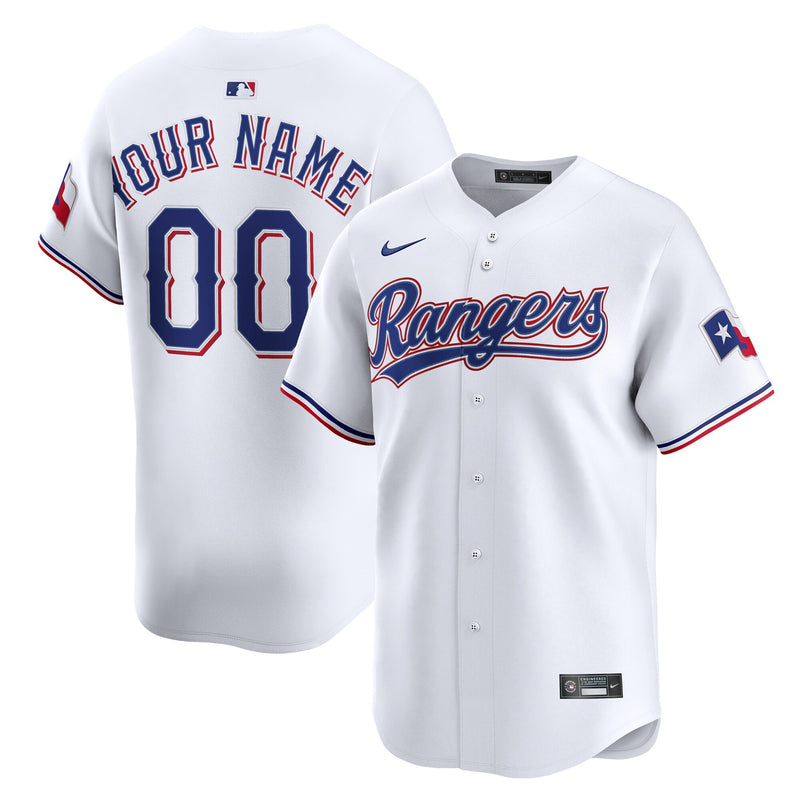Texas Rangers White Home Limited Custom Jersey
