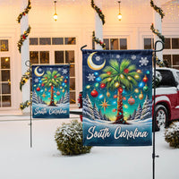 Palmetto Palm Tree Holiday Yard Flag, South Carolina Christmas Garden Flag, Double-Sided Coastal Winter Lawn Flag