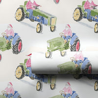Santa Farm Tractor Gift Wrap, Christmas Tractor Wrapping Paper, Rustic Country Wrapping Paper, Farmhouse Holiday Gift Wrap Roll for Farmers