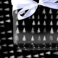 Modern Black and White Gift Wrap Paper, Minimalist Pine Tree Christmas Wrapping Paper, Evergreen Winter Forest Present Wrap Paper