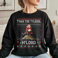 Humorous Frog Christmas Meme Crewneck, Twas the Tylenol Mlord Sweatshirt, Medieval Frog Holiday Sweatshirt, Viral Humor Xmas Sweater Present