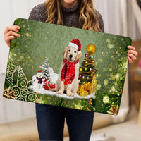 Golden Retriever Welcome Mat, Golden Retriever Christmas Doormat, Golden Retriever Floor Mat, Dog Lover Holiday Entrance Rug, Winter Present