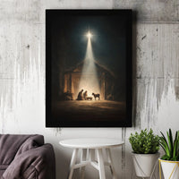 Holy Family Bethlehem Star Canvas, Nativity Scene Canvas Wall Art, Christian Christmas Wall Decor, Religious Canvas Print, Holiday Home Present