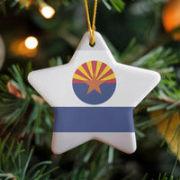 AZ State Pride Christmas Tree Decoration, Arizona State Flag Star Ceramic Ornament, Glossy Holiday Ceramic Keepsake Ornament Present