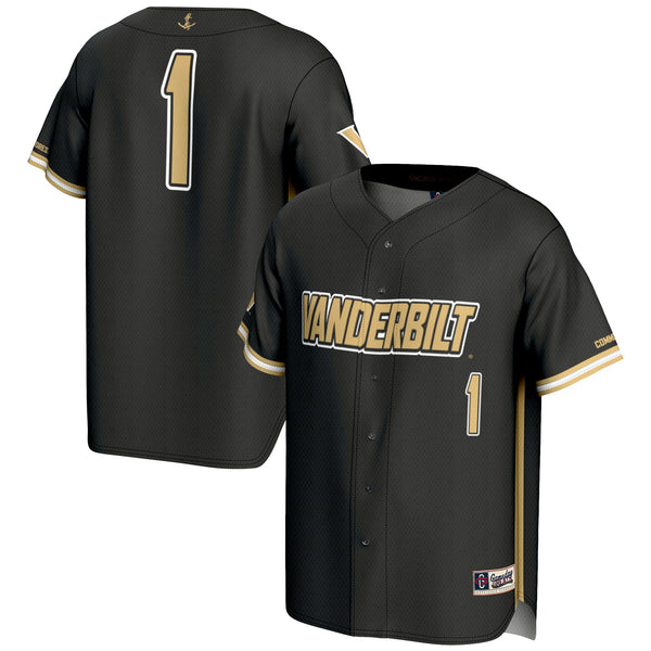 #1 Vanderbilt Commodores Lightweight Baseball Jersey - Black