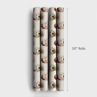 Christmas Dog Gift Wrap, Goldendoodle Santa Hat Wrapping Paper, Watercolor Puppy Wrapping Paper, Holiday Gift Wrap, Dog Lover Present Wrap