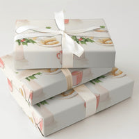 Mexican Holiday Gift Wrap, Watercolor Tamales Wrapping Paper, Hot Chocolate Tamale Wrapping Paper, Traditional Christmas Wrapping Paper Roll