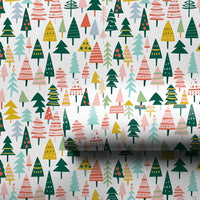 Colorful Stylized Holiday Gift Wrap, Modern Christmas Tree Wrapping Paper, Whimsical Tree Wrapping Paper, Festive Xmas Gift Wrap Roll