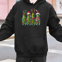 Humorous Holiday Pickle Jar Hoodie, Christmas Pickle Hoodie, Santa Hat Christmas Pickle Hoodie, Adorable Foodie Festive Winter Sweatshirt Present