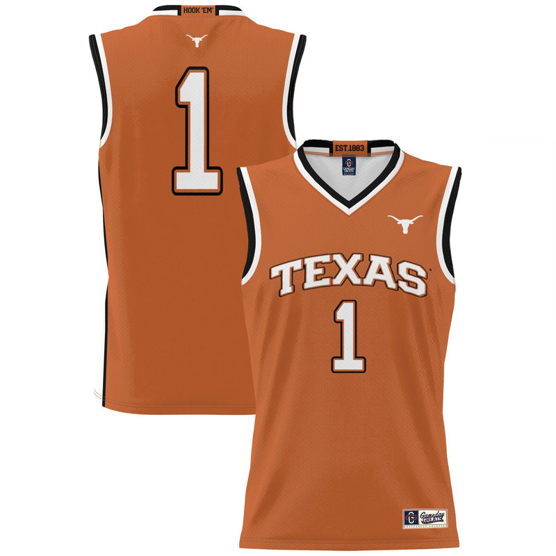 #1 Texas Longhorns Lightweight Collegiate Basketball Jersey - Texas Orange