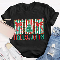 Personalized Family Name Holiday Shirt, Custom Christmas Tree Bow T-Shirt, Adorable Coquette Christmas Tree Tee, Xmas Family Matching T-Shirt