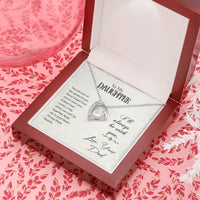 14k White Gold Finish Pendant Necklace, To My Daughter Forever Love Heart Necklace, Cubic Zirconia Heart Necklace, Christmas Present from Dad