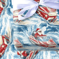 Humorous Nautical Christmas Gift Wrap, Santa in Speedboat Wrapping Paper, Boating Santa Present Paper, Coastal Holiday Gift Wrapping Paper