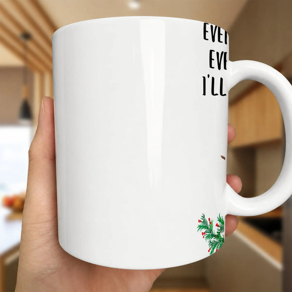 Holiday Pine Greenery Red Berries Coffee Mug, Christmas Wreath Mug, Festive Xmas Botanical Cup, Winter Ceramic Mug Present