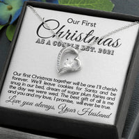 Forever Love Heart Pendant Necklace, First Christmas Wife Necklace, Romantic Holiday Wife Necklace, Christmas Present for Wife from Husband