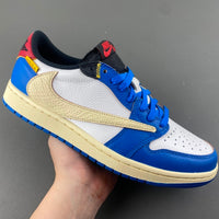 Low Top Sneakers, Blue White Red Colorway, Reverse Hook Design, Lace Up Design, Casual Gift for Sneaker Fans